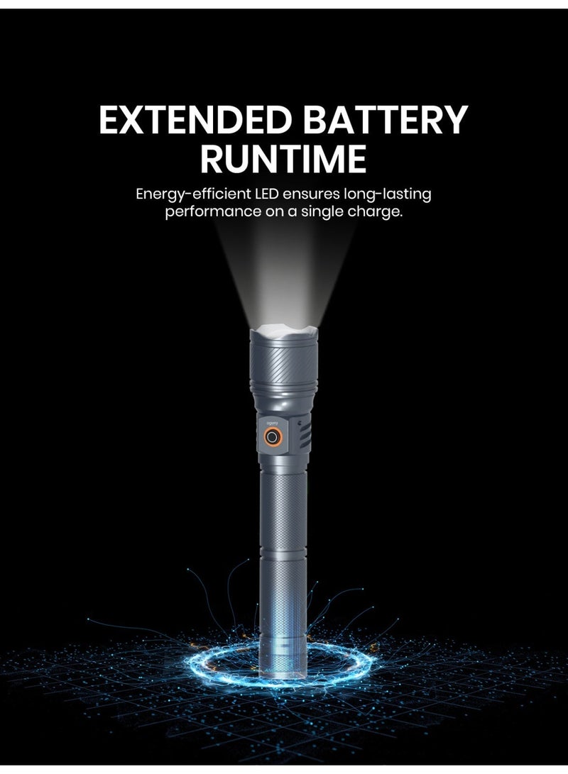 أوجيرا كشاف LED قابل لإعادة الشحن | كشاف تكتيكي فائق السطوع | سطوع عالي | بطارية 3SC طويلة العمر | تصميم صغير وقوي التحمل | مقاوم للماء | مثالي للتخييم والمشي وحالات الطوارئ | ضمان سنتين | OG1008SL | رمادي - Image 4